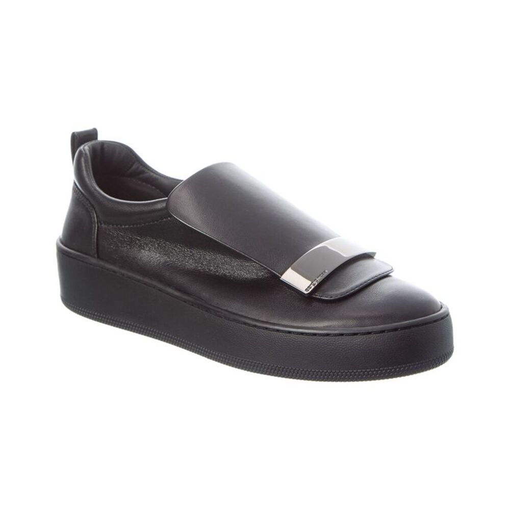 Sergio Rossi Addict Leather Slip-On Sneaker, Black